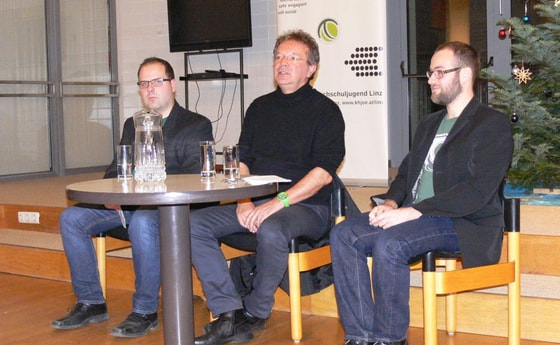 V. l.: Johannes Waslmeier (KHG), Landesrat Rudi Anschober, Martin Meindlhumer (KHG)